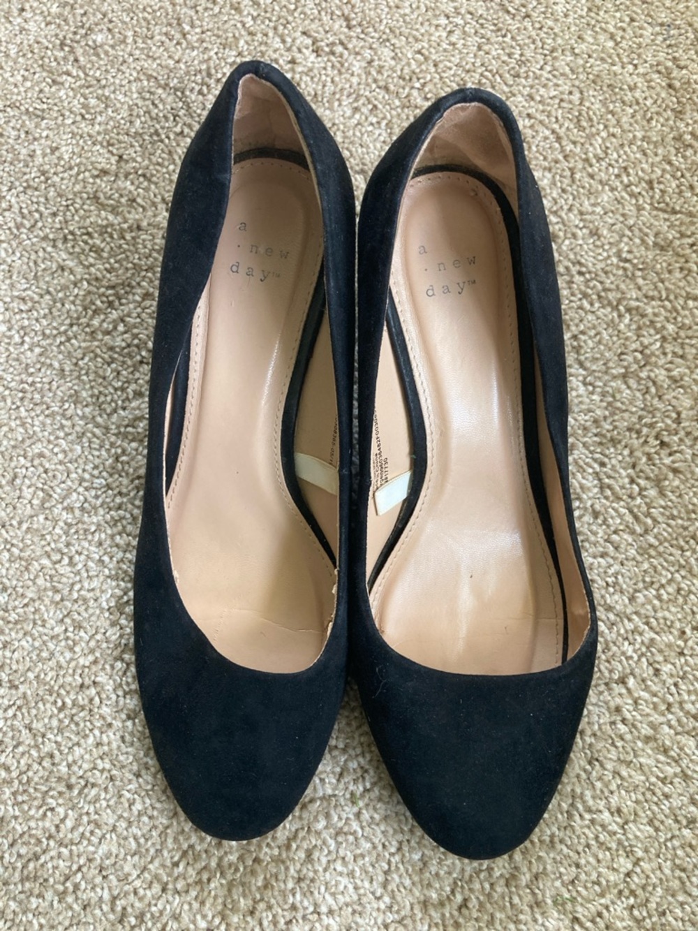 A New Day Black Suede Round-Toe Dress Wedge Pumps